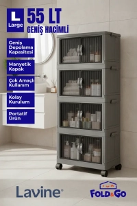 4'lü Portatif Organizer Tekerlekli Dolap Antrasit